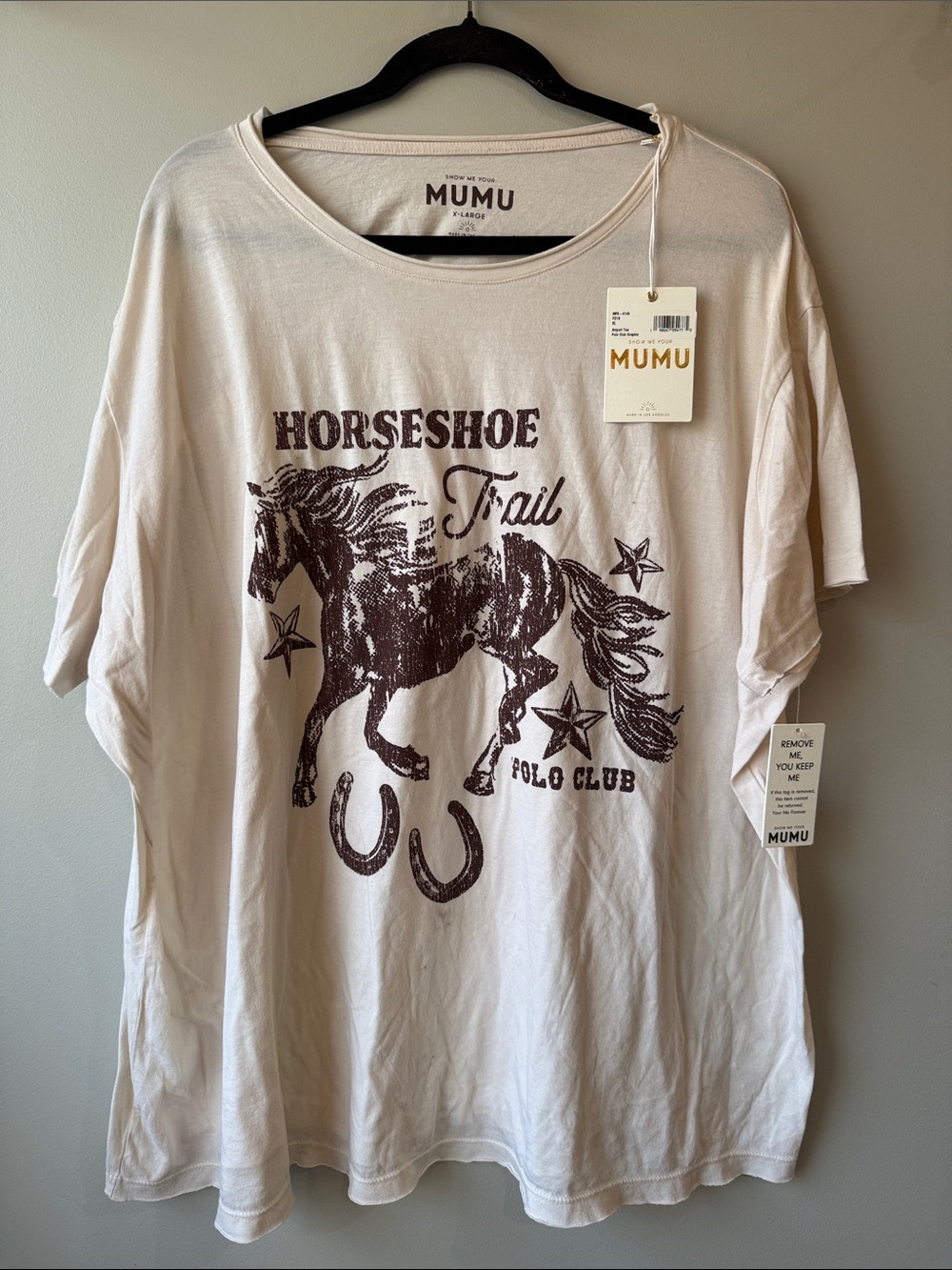 Show Me Your MuMu Cream Tee with Brown Horse Graphic XL cotton